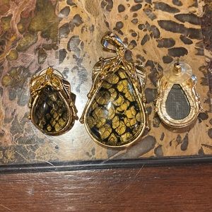 Pierced earrings, matching enhancer, gold tone affect